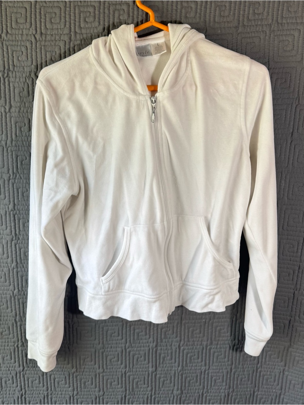 Freestyle Danskin Full Zip Sweater Women’s Large White Crop Hoodie